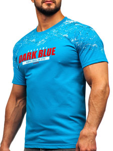 Homme T-shirt imprimé en coton Turquoise Bolf 14725