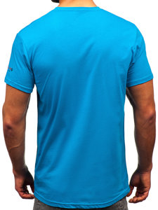 Homme T-shirt imprimé en coton Turquoise Bolf 14732