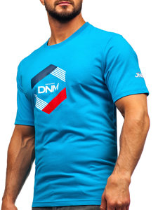 Homme T-shirt imprimé en coton Turquoise Bolf 14741