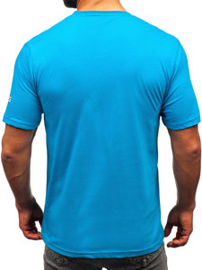 Homme T-shirt imprimé en coton Turquoise Bolf 14741