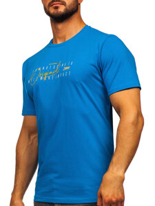 Homme T-shirt imprimé en coton Turquoise Bolf 5032