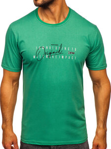 Homme T-shirt imprimé en coton Vert Bolf 5032