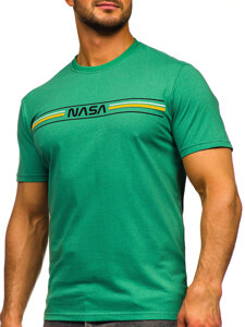 Homme T-shirt imprimé en coton Vert Bolf 5052