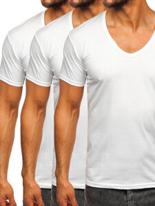 Homme T-shirt uni col V Blanc Bolf 9002-3P 3 PACK