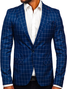 Homme Veste à carreaux Bleu Bolf 001