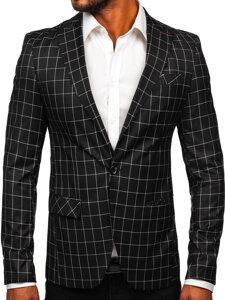 Homme Veste à carreaux Noir Bolf 001