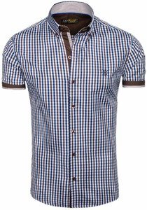 La chemise à carreaux avec les manches courtes pour homme marron Bolf 4510