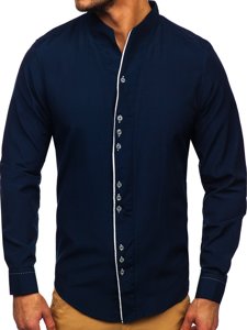 La chemise avec les manches longues pour homme bleue foncée Bolf 5720