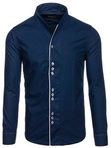 La chemise avec les manches longues pour homme bleue foncée Bolf 5720