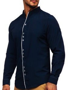 La chemise avec les manches longues pour homme bleue foncée Bolf 5720