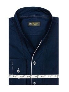 La chemise avec les manches longues pour homme bleue foncée Bolf 5720