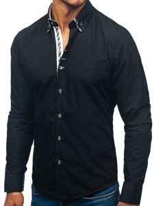 La chemise avec les manches longues pour homme noir Bolf 3762