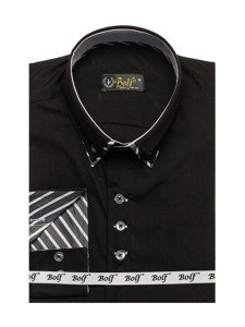 La chemise avec les manches longues pour homme noir Bolf 3762