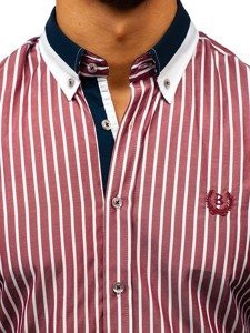 La chemise élégante à carreaux avec les manches courtes pour homme bordeaux Bolf 4501