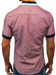 La chemise élégante à carreaux avec les manches courtes pour homme bordeaux Bolf 4501