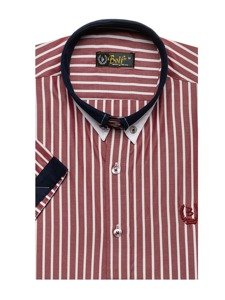 La chemise élégante à carreaux avec les manches courtes pour homme bordeaux Bolf 4501