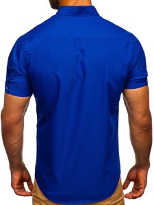 La chemise élégante avec les manches courtes pour homme bleue moyenne Bolf 5535