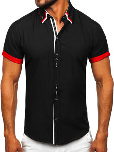 La chemise élégante avec les manches courtes pour homme noire Bolf 2926