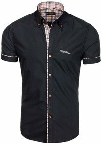 La chemise élégante avec les manches courtes pour homme noire Bolf 5509-1