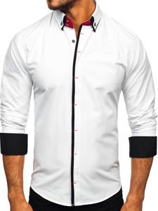 La chemise élégante avec les manches longues pour homme blanc Bolf 2767-1