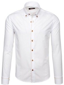 La chemise élégante avec les manches longues pour homme blanc Bolf 6964