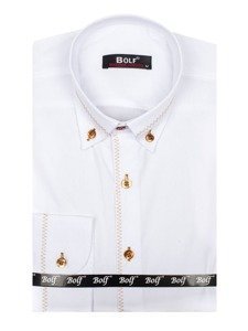 La chemise élégante avec les manches longues pour homme blanc Bolf 6964