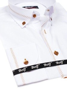 La chemise élégante avec les manches longues pour homme blanc Bolf 6964