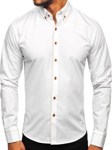 La chemise élégante avec les manches longues pour homme blanc Bolf 6964