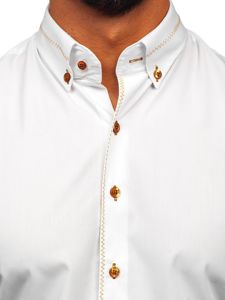 La chemise élégante avec les manches longues pour homme blanc Bolf 6964