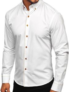 La chemise élégante avec les manches longues pour homme blanc Bolf 6964