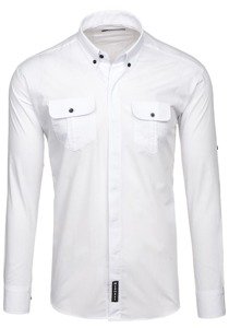 La chemise élégante avec les manches longues pour homme blanche Bolf 0780