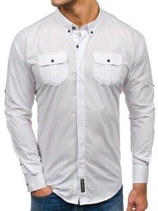 La chemise élégante avec les manches longues pour homme blanche Bolf 0780