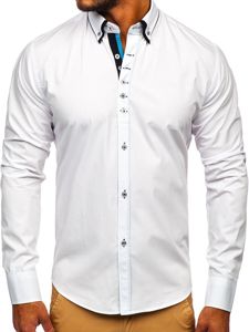 La chemise élégante avec les manches longues pour homme blanche Bolf 3708