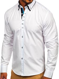 La chemise élégante avec les manches longues pour homme blanche Bolf 3708