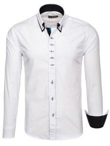 La chemise élégante avec les manches longues pour homme blanche Bolf 3708