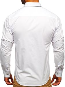 La chemise élégante avec les manches longues pour homme blanche Bolf 3708