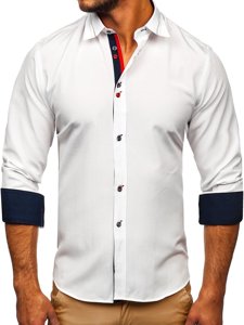 La chemise élégante avec les manches longues pour homme blanche Bolf 5826