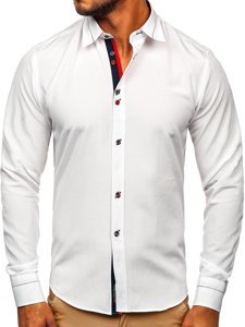 La chemise élégante avec les manches longues pour homme blanche Bolf 5826