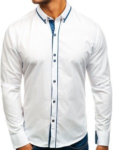 La chemise élégante avec les manches longues pour homme blanche Bolf 8823