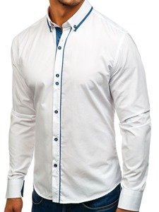 La chemise élégante avec les manches longues pour homme blanche Bolf 8823