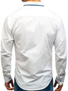 La chemise élégante avec les manches longues pour homme blanche Bolf 8823