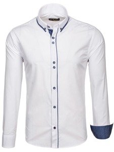 La chemise élégante avec les manches longues pour homme blanche Bolf 8823