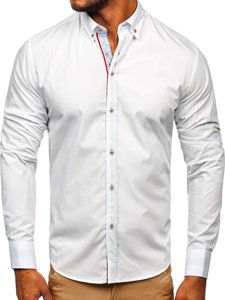 La chemise élégante avec les manches longues pour homme blanche Bolf 8839