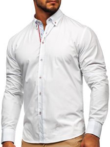 La chemise élégante avec les manches longues pour homme blanche Bolf 8839