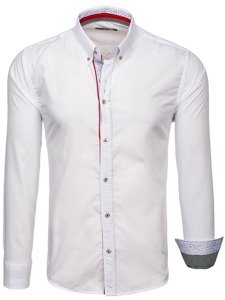 La chemise élégante avec les manches longues pour homme blanche Bolf 8839