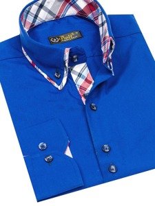 La chemise élégante avec les manches longues pour homme bleue Bolf 4704-1