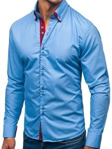 La chemise élégante avec les manches longues pour homme bleue claire Bolf 2785