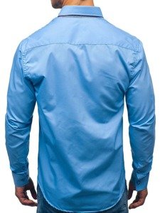 La chemise élégante avec les manches longues pour homme bleue claire Bolf 2785