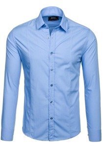 La chemise élégante avec les manches longues pour homme bleue claire Bolf 6944