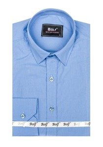 La chemise élégante avec les manches longues pour homme bleue claire Bolf 6944